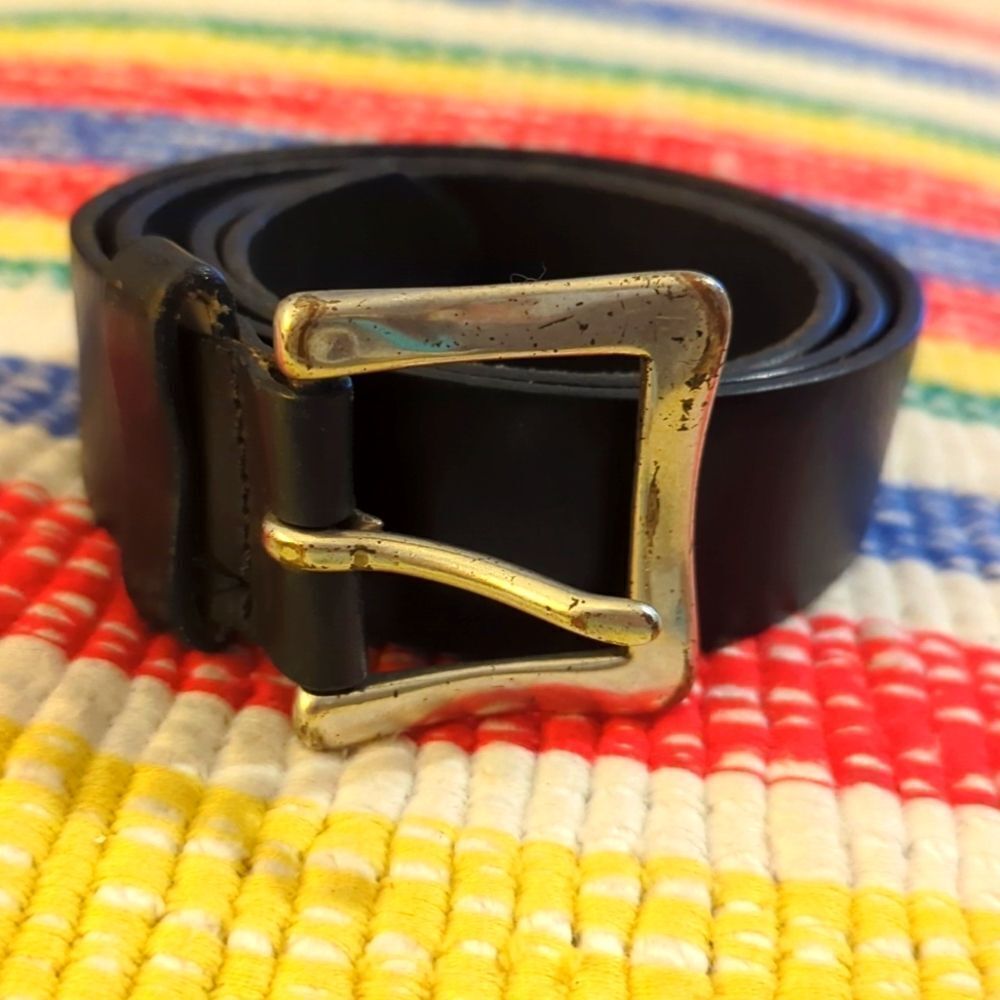 Women's vintage black genuine Colt‎ leather belt USA